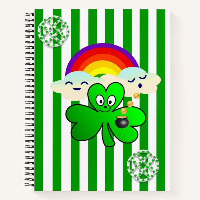 Spiral Notebook St. Patrick's Rainbow Shamrock (Front)