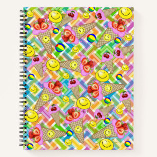 Spiral Notebook Strawberry Ice Cream Chevron Fruit