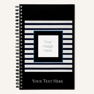 Spiral Notebook striped custom photo and text 