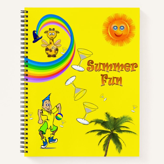 Spiral Notebook Summer Fun Rainbow Palm Trees (Front)