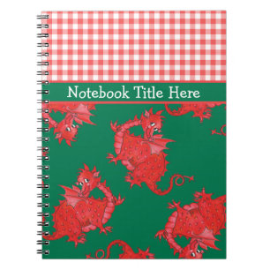 Spiral Notebook to Personalize: Cute Red Dragons