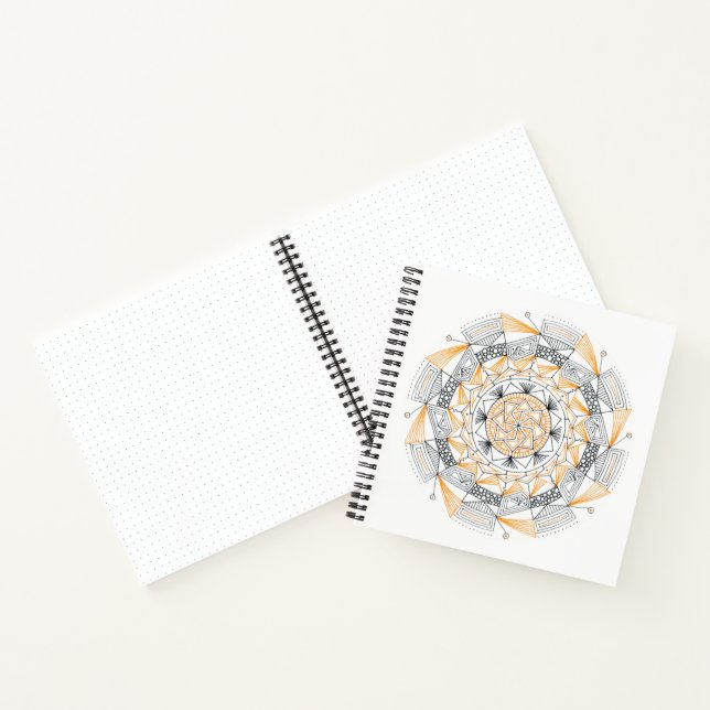 Spiral Notebook w/ Orange Mandala Design (Inside)