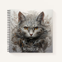 Spiral notebook with a steampunk cat