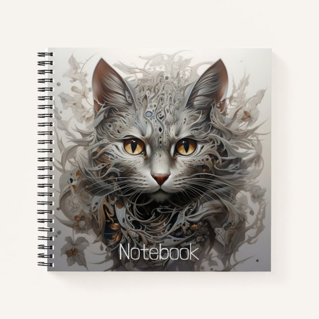 Spiral notebook with a steampunk cat (Front)