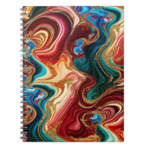 Spiral Notebook with coloured marble design