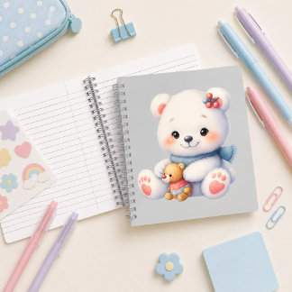 Spiral notebook with cute bear design
