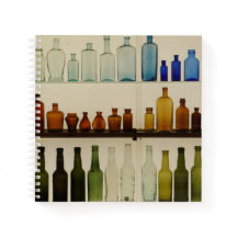 Spiral Notebook with Glass Bottle Design