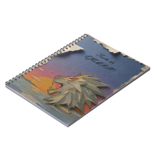 Spiral Notebook with Roaring Lion Design Papercut (Left Side)
