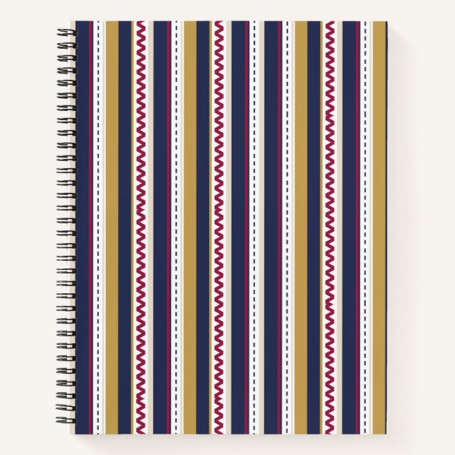Spiral notebook with vertical stripes in navy blue (Front)