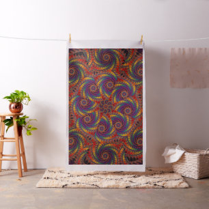 Spiral Octopus Psychedelic Rainbow Fractal Art Fabric
