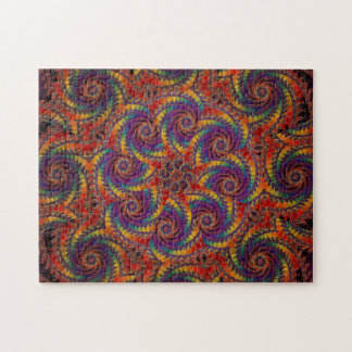 Spiral Octopus Psychedelic Rainbow Fractal Art Jigsaw Puzzle