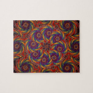 Spiral Octopus Psychedelic Rainbow Fractal Art Jigsaw Puzzle