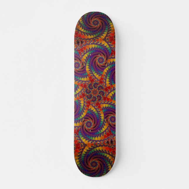 Spiral Octopus Psychedelic Rainbow Fractal Art Skateboard (Front)