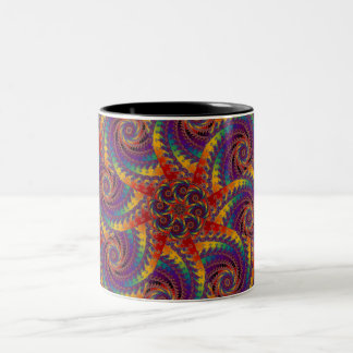 Spiral Octopus Psychedelic Rainbow Fractal Art Two-Tone Coffee Mug