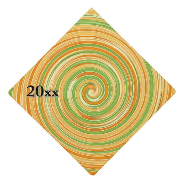 Spiral of Fun Citrus Colours  Graduation Cap Topper (Front)