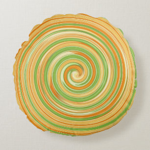 Spiral of Fun Citrus Colours Round Pillow