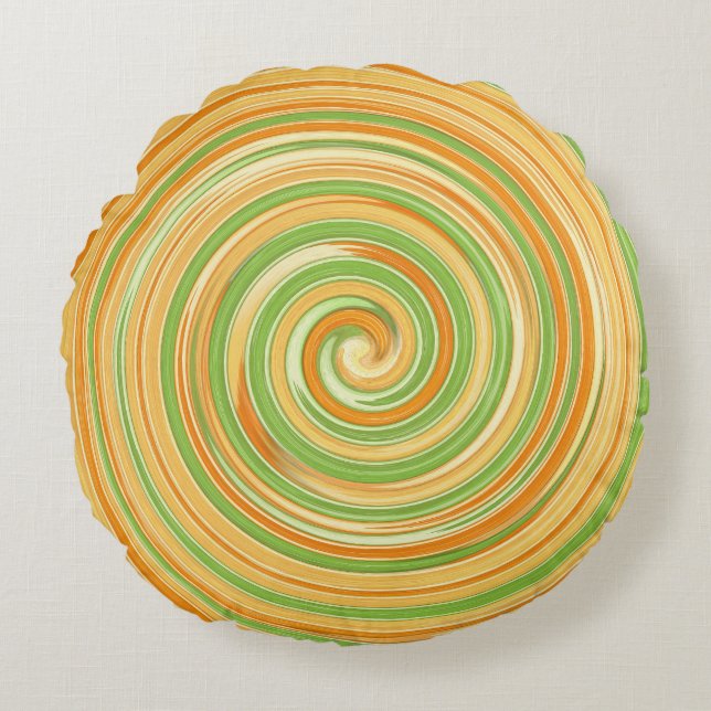 Spiral of Fun Citrus Colours  Round Pillow (Front)