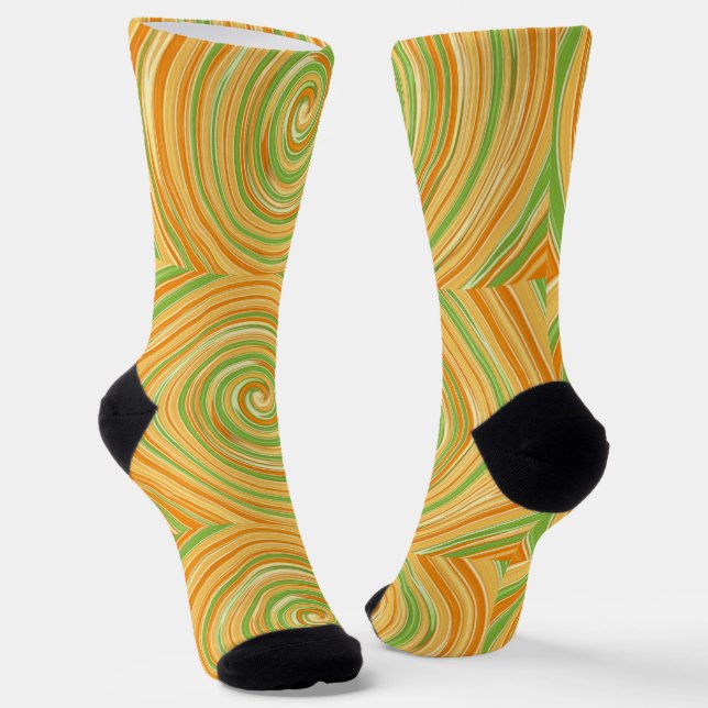 Spiral of Fun Citrus Colours  Socks (Angled)