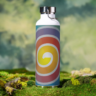 SPIRAL ON BLUE BACKGROUND WATER BOTTLE