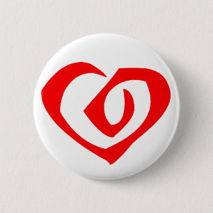 Spiral Pattern Red Heart 2 Inch Round Button