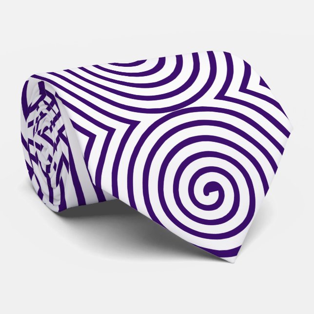Spiral Pattern - White with Deep Purple Tie (Rolled)