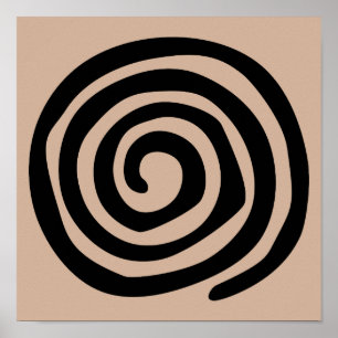Spiral petroglyph tribal ancient folk art poster