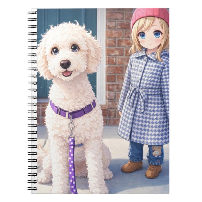 Spiral Photo Notebook Anime Girl With Happy Dog (Front)
