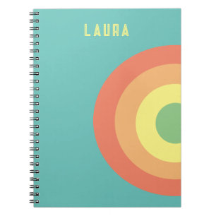 Spiral Photo Notebook fun rainbow blue, red, peach