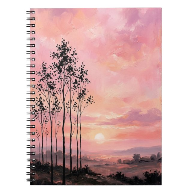 Spiral Photo Notebook – Pink Sunset Landscape  (Front)