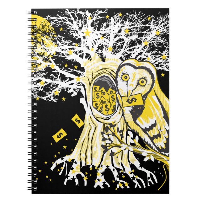 Spiral Photo Notebook – Urban Tree Owl & Wealth  (Front)