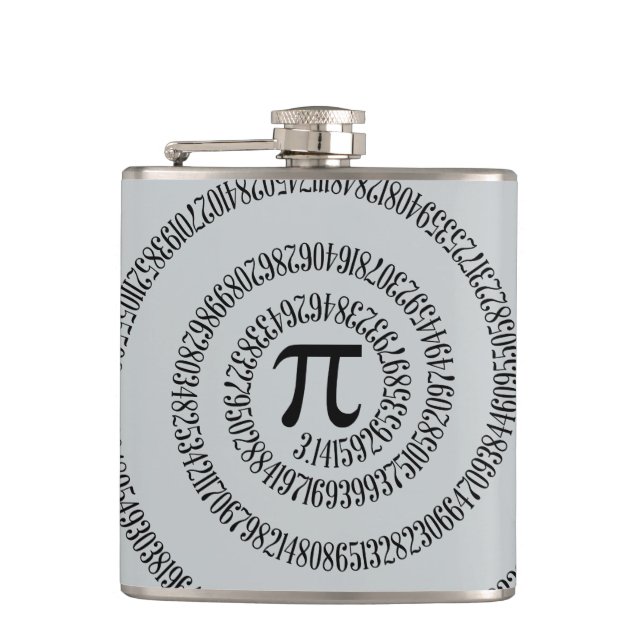 Spiral Pi Click Customize to Change Grey Colour Hip Flask (Front)