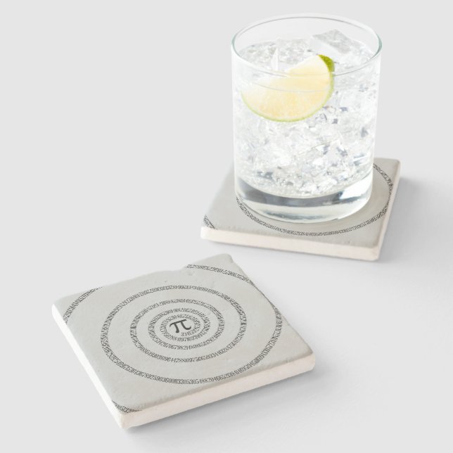 Spiral Pi Click Customize to Change Grey Colour Stone Coaster (Side)