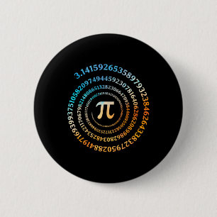 Spiral Pi Day Retro Pi Number 3.14 Symbol Pi Day M 2 Inch Round Button