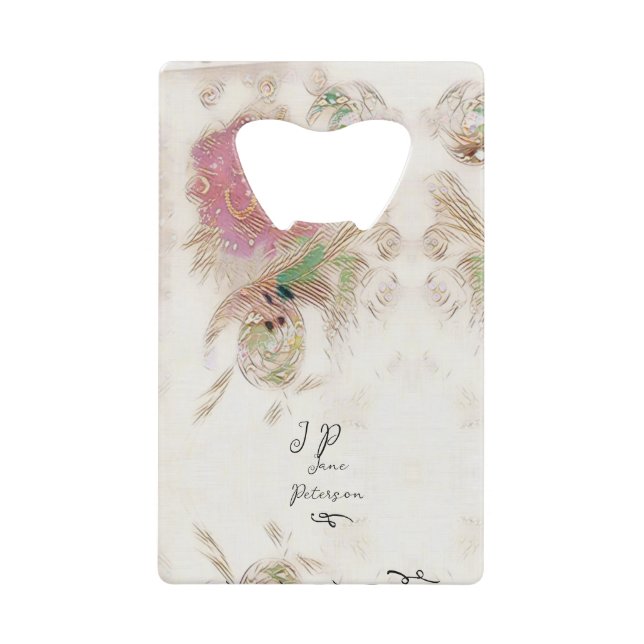 Spiral pink  credit card bottle opener (Front)