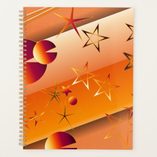 Spiral Planner with Orange Abstract Design 