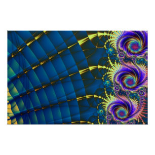 Spiral Rainbow Flowers Poster