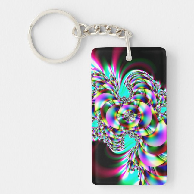 Spiral Rainbow Fractal Keychain (Front)