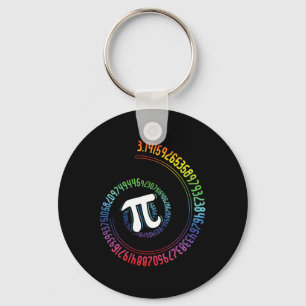 Spiral Rainbow Nerd Math Geek Mathematician Pi Day Keychain