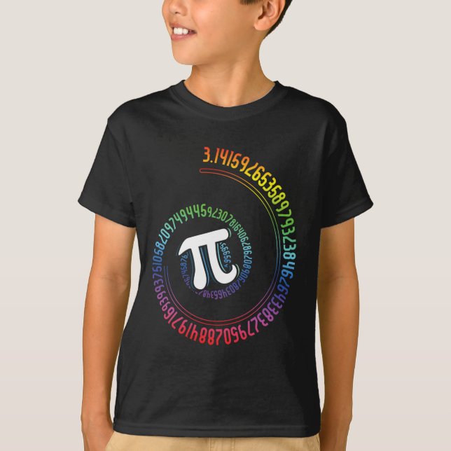 Spiral Rainbow Nerd Math Geek Mathematician Pi Day T-Shirt (Front)