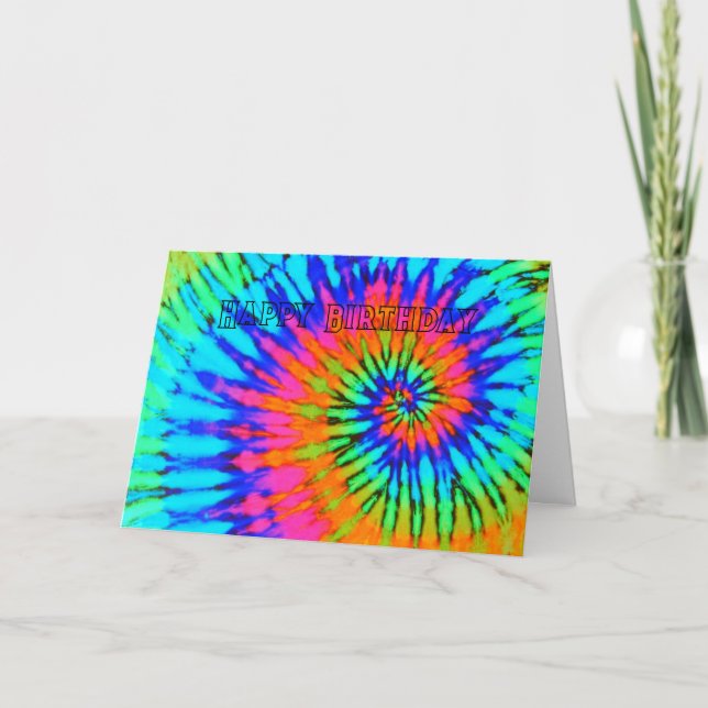 Spiral Rainbow Tie Dye Bonne carte d'anniversaire (Devant)