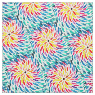 Spiral rainbow watercolor abstract fabric
