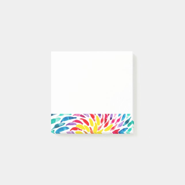 Spiral rainbow watercolor abstract post-it notes (Front)
