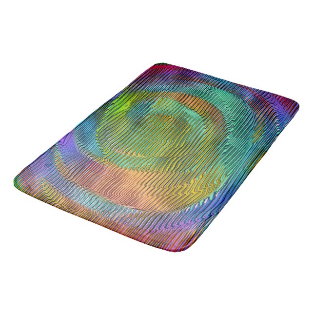Spiral Rainbow with relief and messy stripes Bath Mat (Angled)