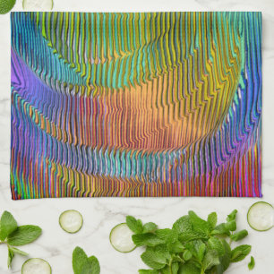 Spiral Rainbow with relief and messy stripes Kitchen Towel