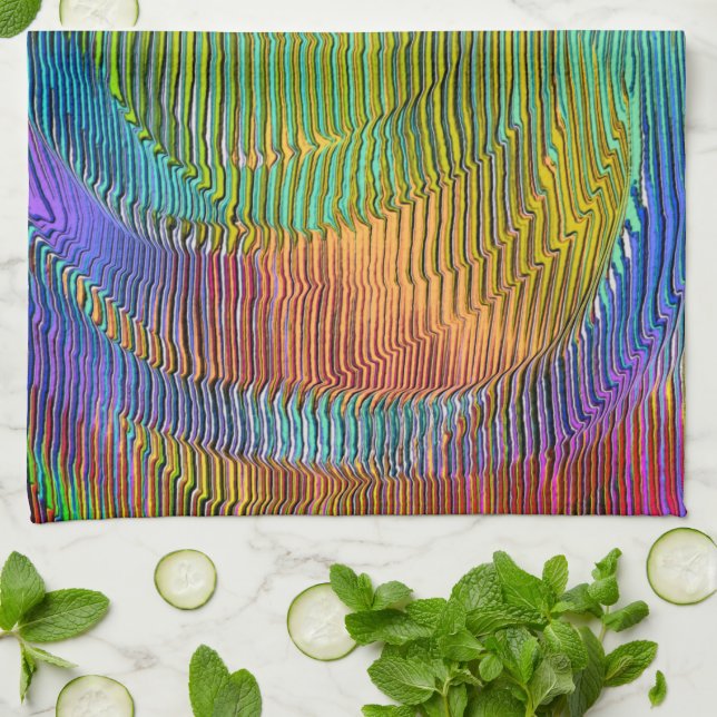 Spiral Rainbow with relief and messy stripes Kitchen Towel (Folded)