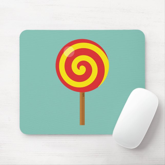 Spiral Red Yellow Lollipop Mouse Pad (With Mouse)