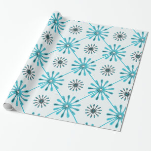 Spiral Retro Flowers Choose Your Background Colour Wrapping Paper
