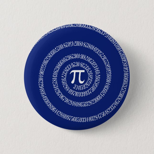 Spiral Rings for Pi on Navy Blue 2 Inch Round Button (Front)