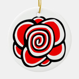 Spiral Rose Ceramic Ornament