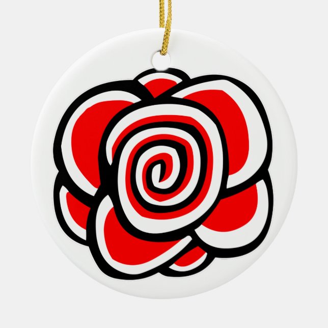 Spiral Rose Ceramic Ornament (Front)
